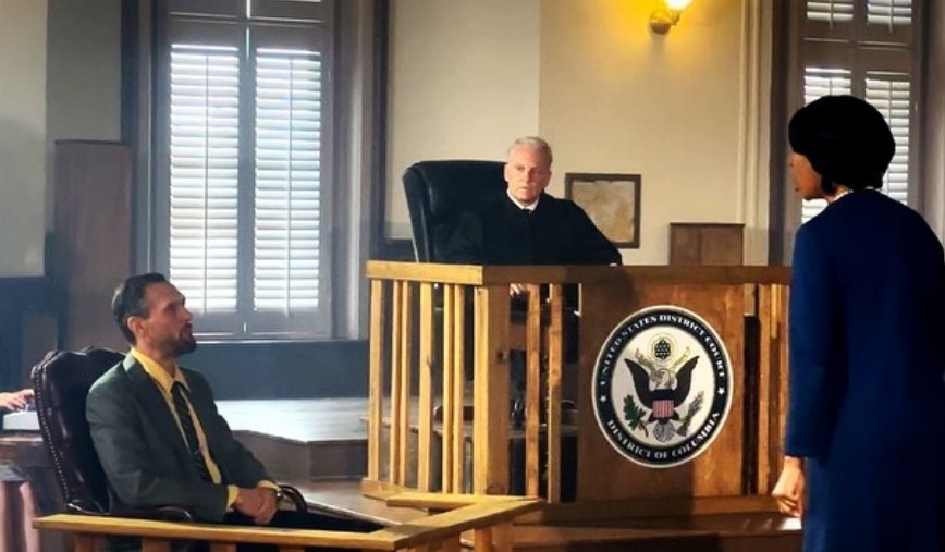 Courtroom scene from Towpath